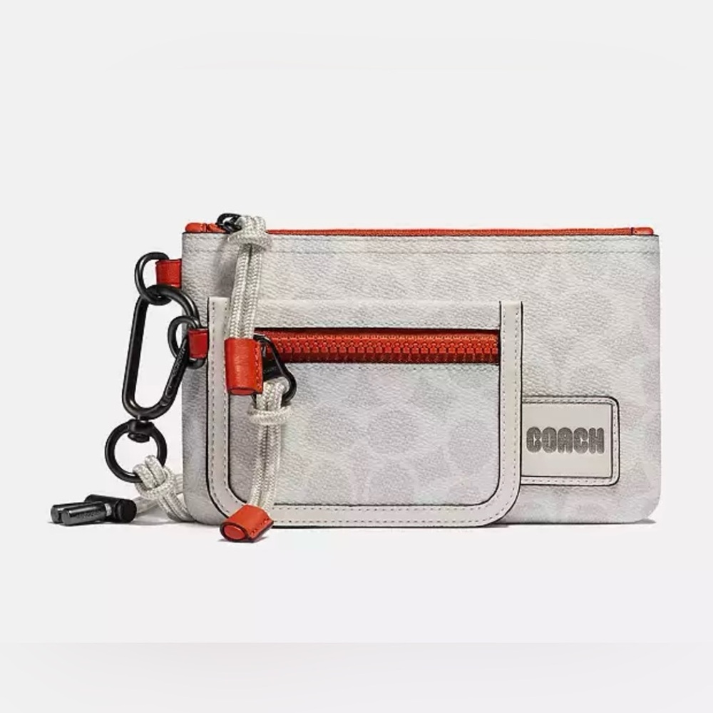Double Pouch Lanyard In Signature Canvas With Coach Patch